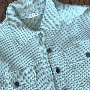 Mint green cropped 3/4 sleeve Shacket